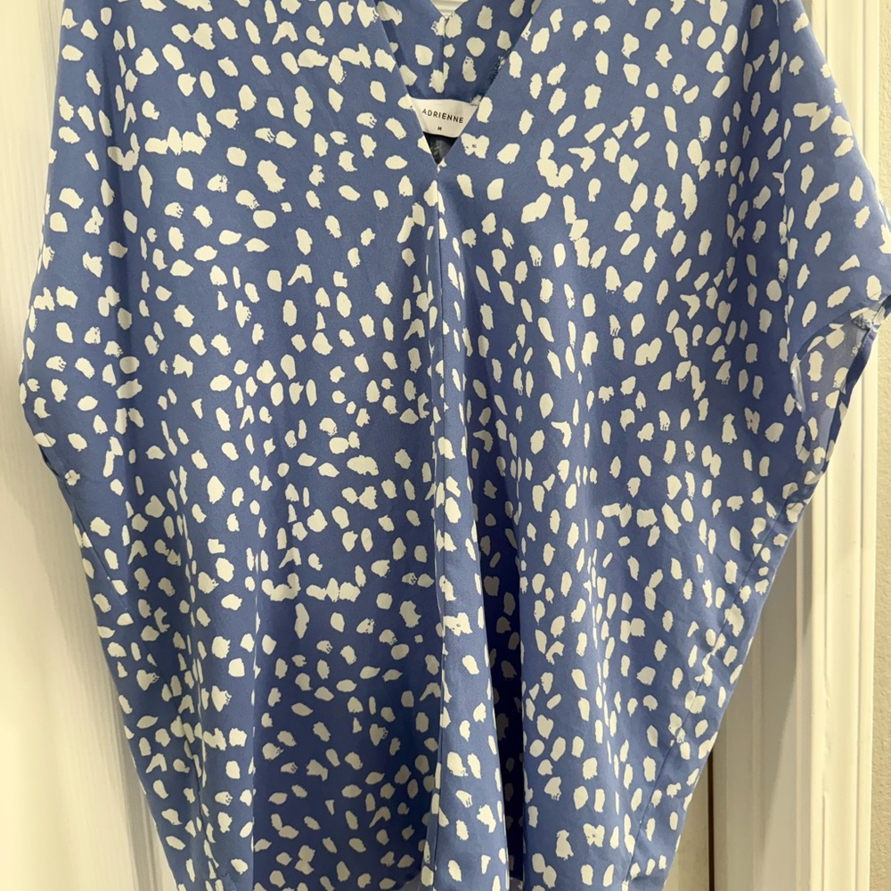 Adrienne Blue and White Abstract Blouse